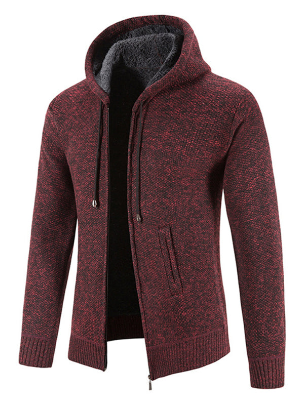 Men's casual knitted hooded zipper jacket kakaclo