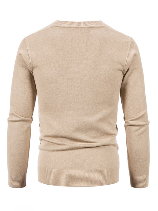 New men's casual solid color V-neck sweater cardigan sweater kakaclo