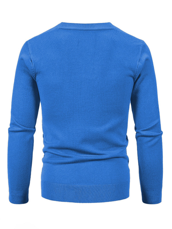 New men's casual solid color V-neck sweater cardigan sweater kakaclo