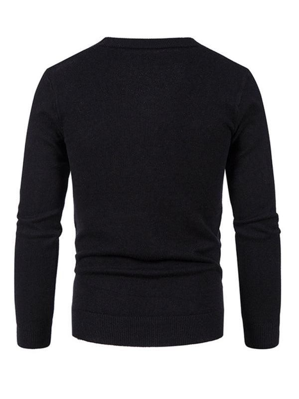 New men's casual solid color V-neck sweater cardigan sweater kakaclo