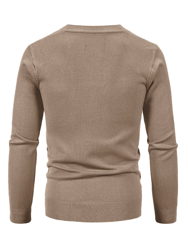 New men's casual solid color V-neck sweater cardigan sweater kakaclo