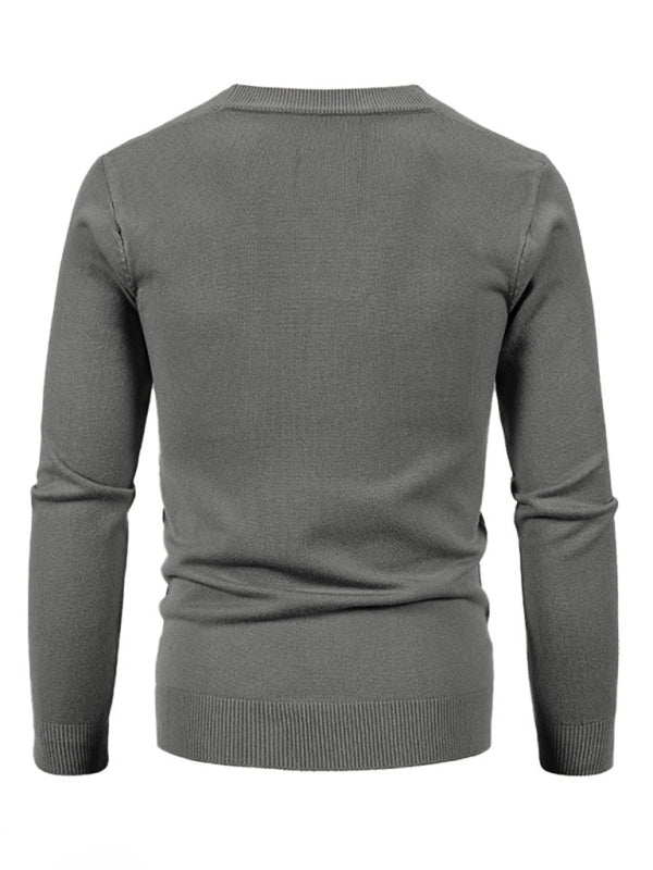 New men's casual solid color V-neck sweater cardigan sweater kakaclo