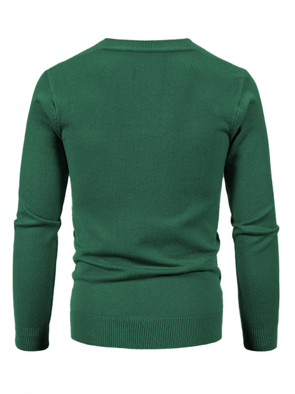 New men's casual solid color V-neck sweater cardigan sweater kakaclo
