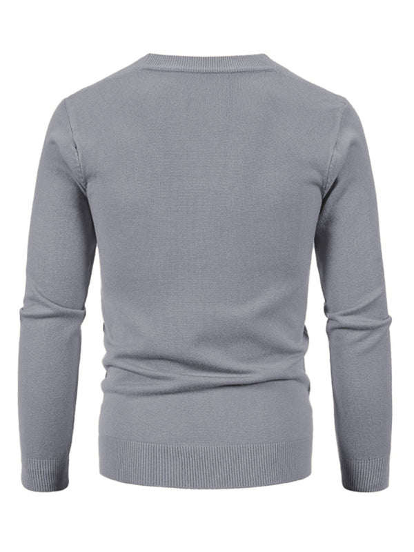 New men's casual solid color V-neck sweater cardigan sweater kakaclo