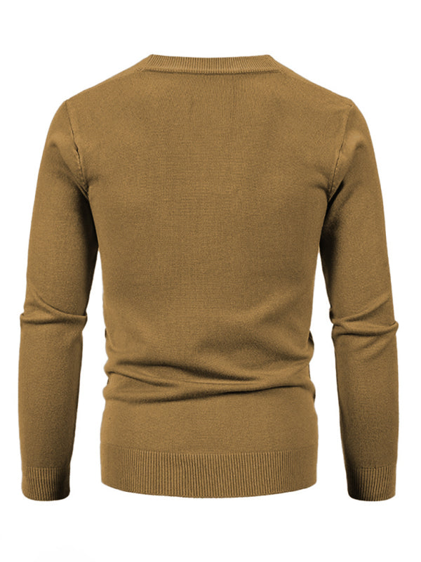 New men's casual solid color V-neck sweater cardigan sweater kakaclo
