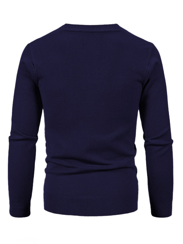 New men's casual solid color V-neck sweater cardigan sweater kakaclo