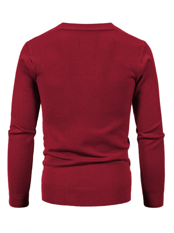 New men's casual solid color V-neck sweater cardigan sweater kakaclo