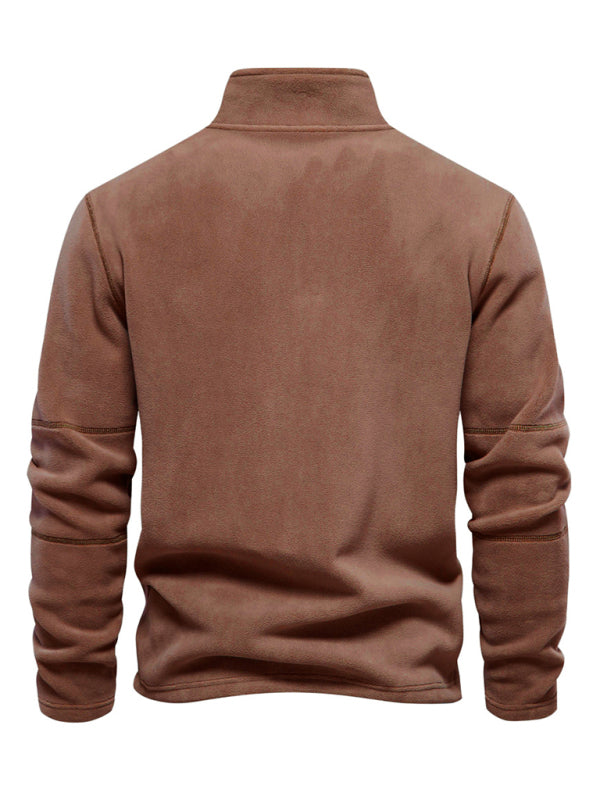 New men's polar fleece sweatshirt stand collar half zipper long sleeve sweatshirt kakaclo