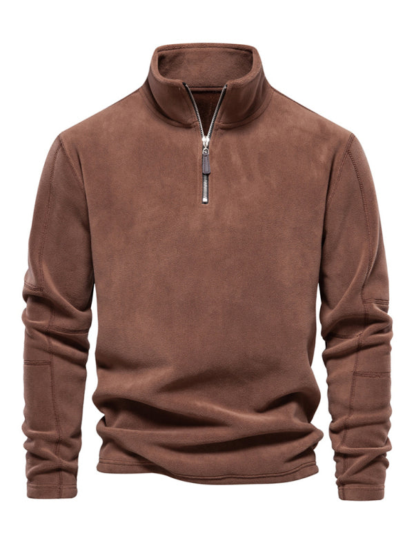 New men's polar fleece sweatshirt stand collar half zipper long sleeve sweatshirt kakaclo