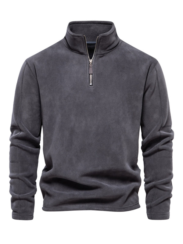 New men's polar fleece sweatshirt stand collar half zipper long sleeve sweatshirt kakaclo
