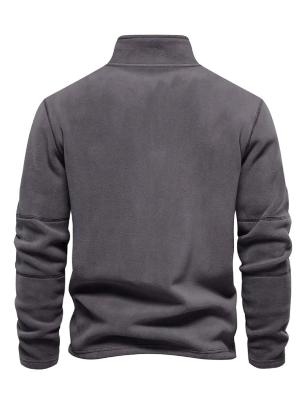 New men's polar fleece sweatshirt stand collar half zipper long sleeve sweatshirt kakaclo