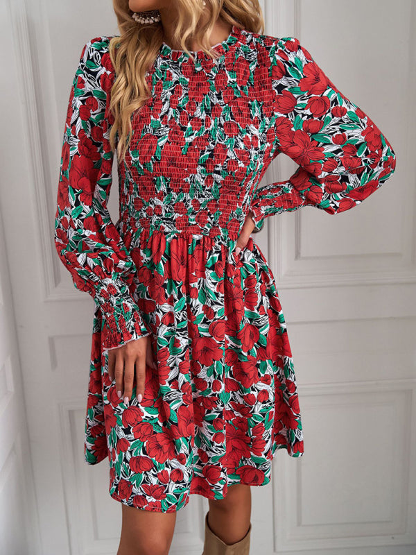 Women's Floral Sexy Lantern Sleeve Casual Dress kakaclo