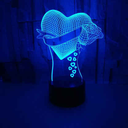 Loving Heart With Rose valentine gift Name 3D Effect Optical Illusion Table Lamp CJDropShiping