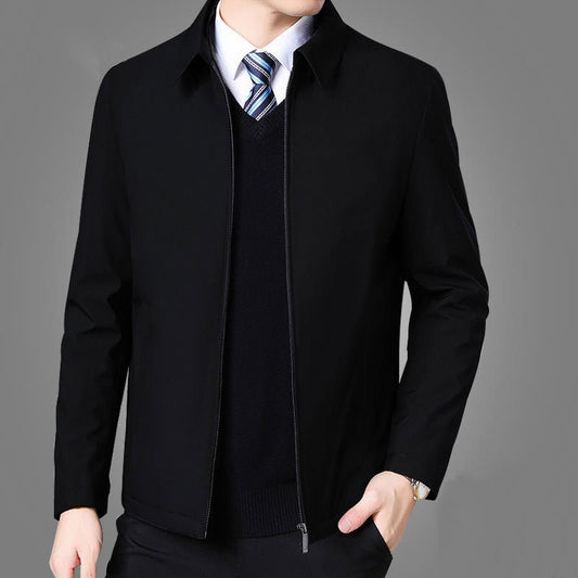 Mens Jackets And Coats Turn Down Collar Men Winter Jacket Zipper Side Pocket Men's Clothing Fashion Long Sleeve Coat Men