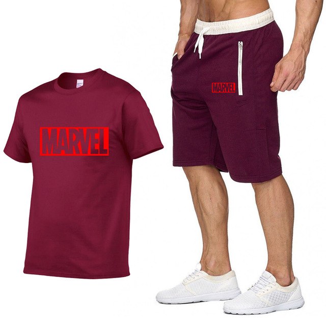 Cotton T Shirts+Shorts Men Sets Brand Clothing Two Pieces Tracksuit