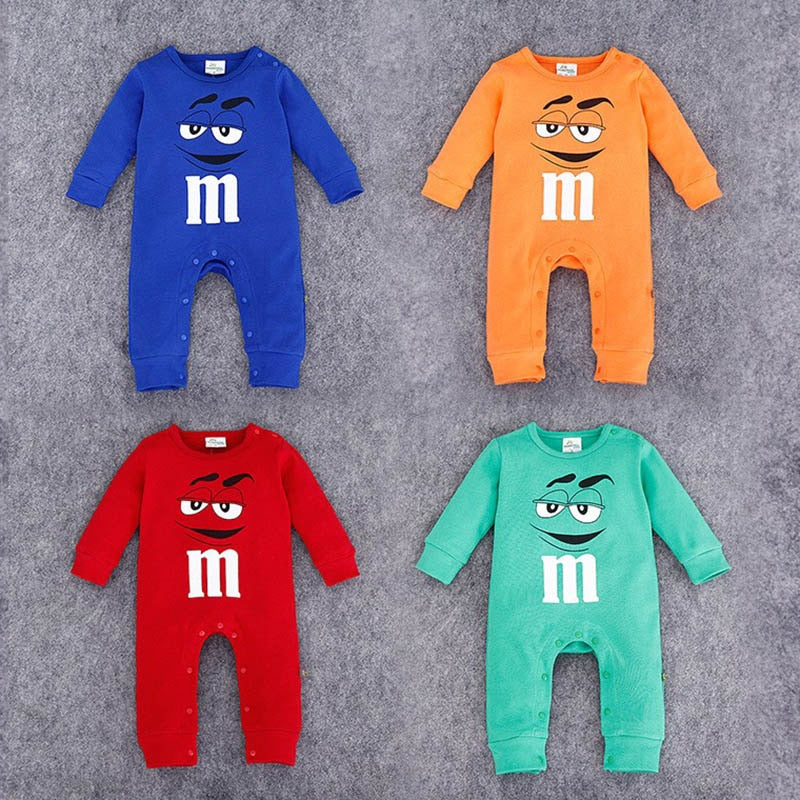 Infant Clothes Autumn NewBorn Baby Rompers letter M Clothing Costumes Cartoon Funny Kids Jumpsuit New Born Boys Clothes eprolo