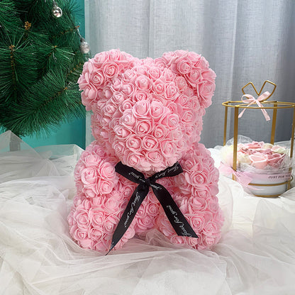 25cm Cute Flower Rose Bear Handmade Valentines Day 2020 Gift