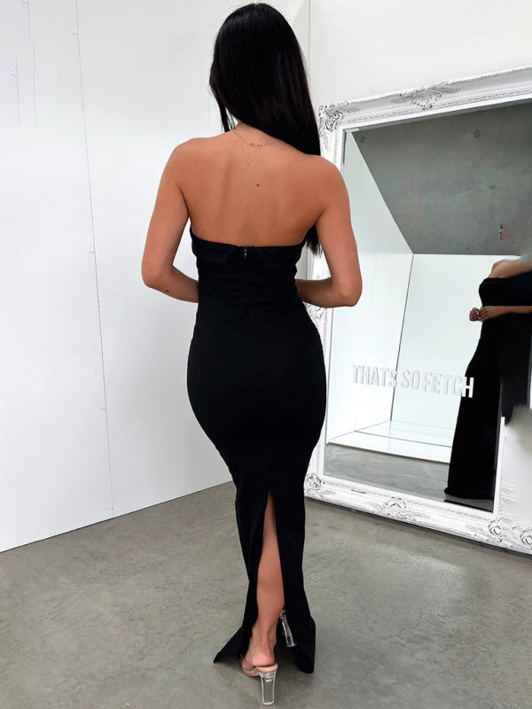 Sexy tube top long dress slit cocktail dress backless long dress kakaclo