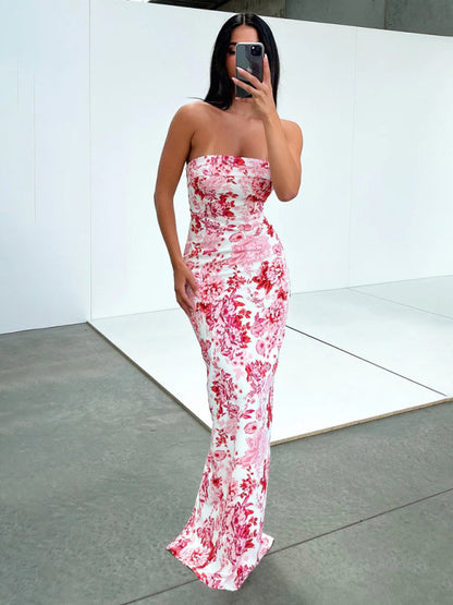 Sexy tube top long dress slit cocktail dress backless long dress kakaclo