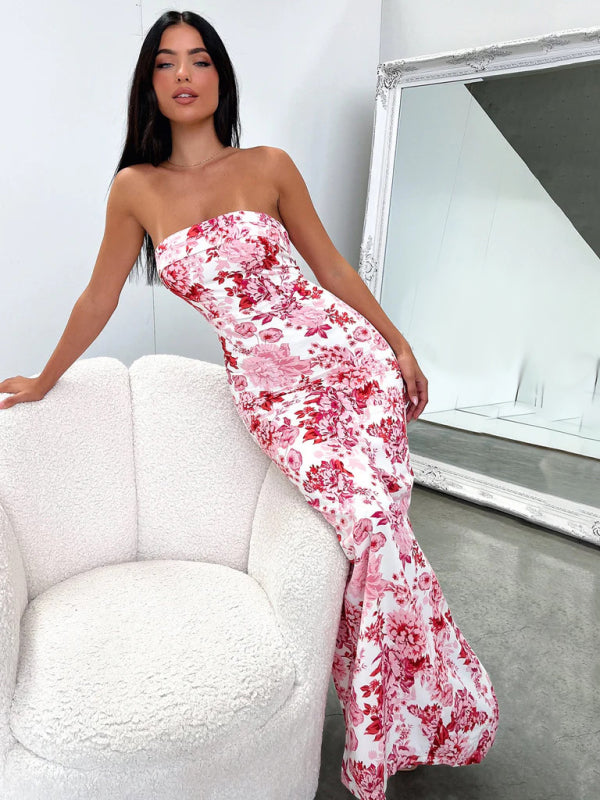 Sexy tube top long dress slit cocktail dress backless long dress kakaclo