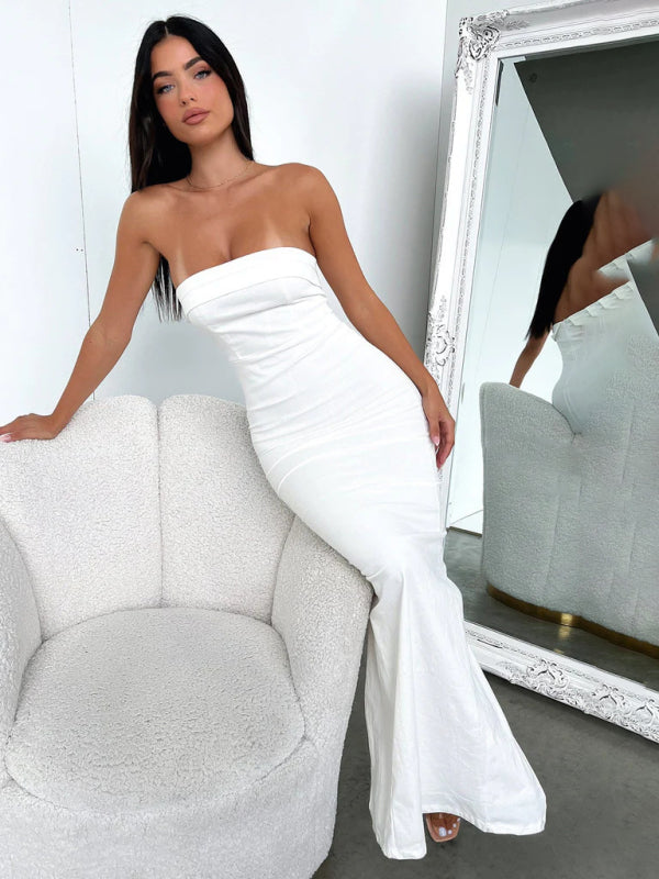 Sexy tube top long dress slit cocktail dress backless long dress kakaclo