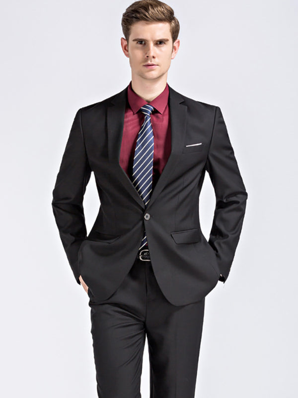Men's Slim Fit Business Two Piece Suit kakaclo