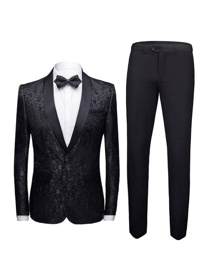 Men's Slim Fit Business Two Piece Suit kakaclo
