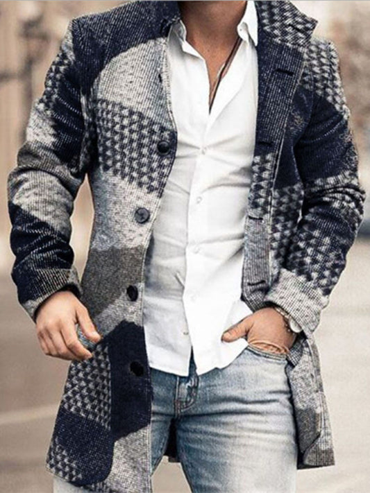 Men's Plaid Classic Overcoat kakaclo