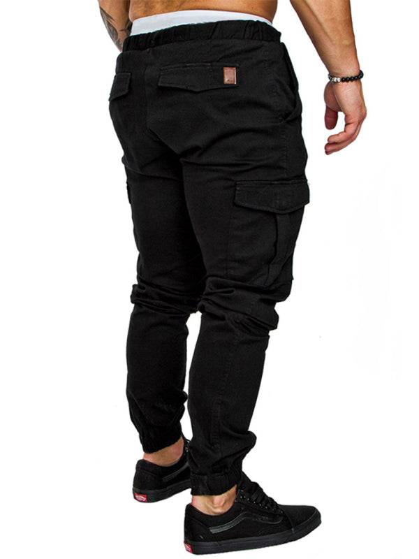 Men's Solid Color Casual Tether Elastic Sports Baggies Men's Trousers kakaclo