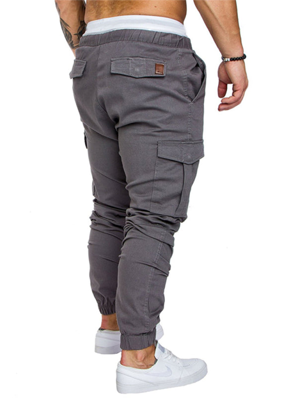 Men's Solid Color Casual Tether Elastic Sports Baggies Men's Trousers kakaclo