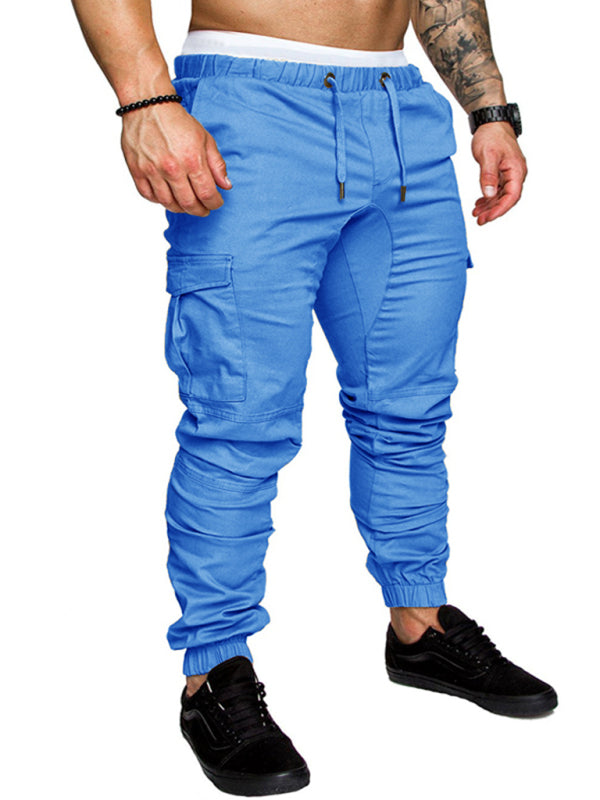 Men's Solid Color Casual Tether Elastic Sports Baggies Men's Trousers kakaclo