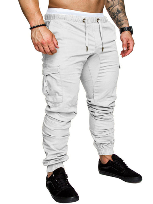 Men's Solid Color Casual Tether Elastic Sports Baggies Men's Trousers kakaclo