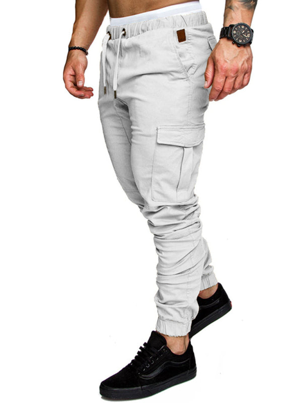 Men's Solid Color Casual Tether Elastic Sports Baggies Men's Trousers kakaclo