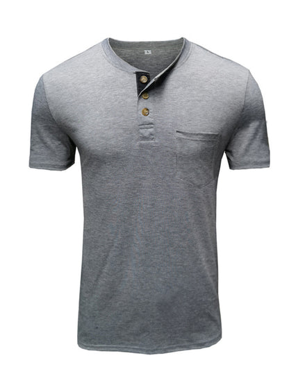 Men's solid color casual short-sleeved T-shirt kakaclo