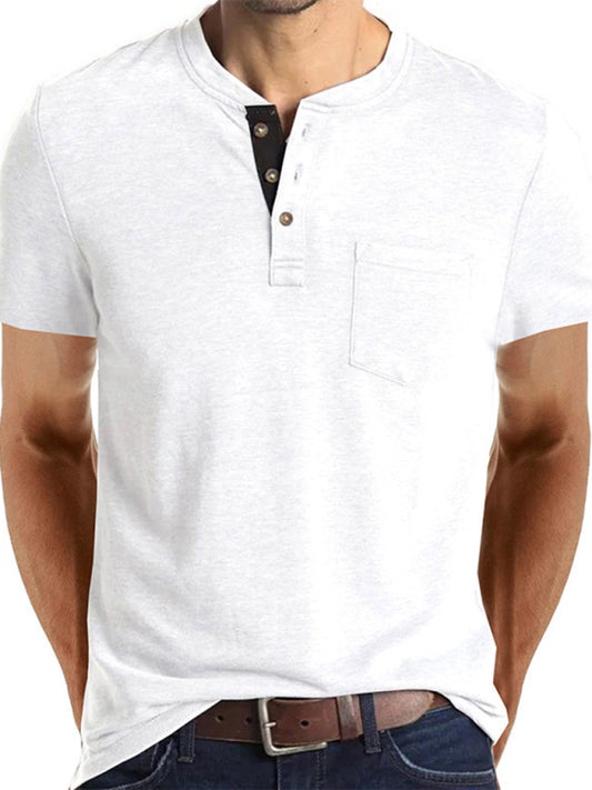 Men's solid color casual short-sleeved T-shirt kakaclo