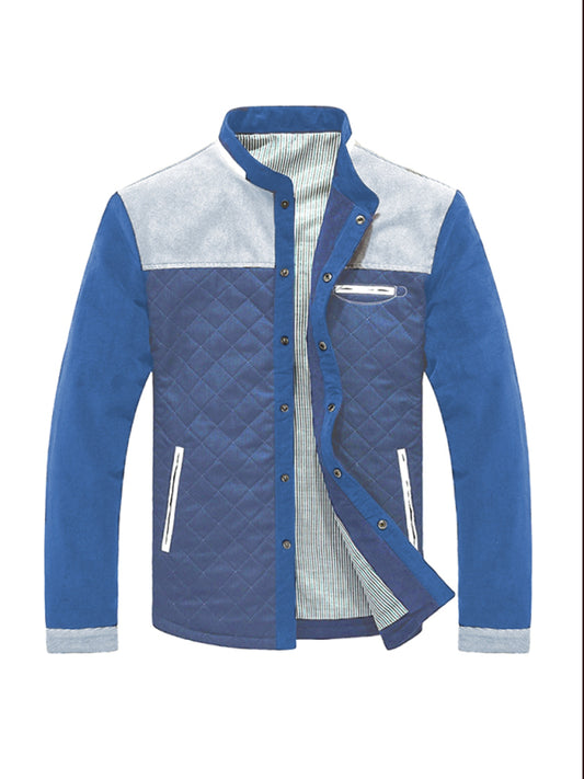 Side seam pocket thickened non-hooded blue casual youth jacket kakaclo