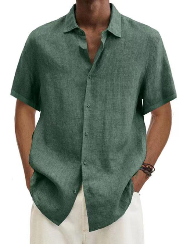 Men's Woven Casual Short Sleeve Shirt kakaclo