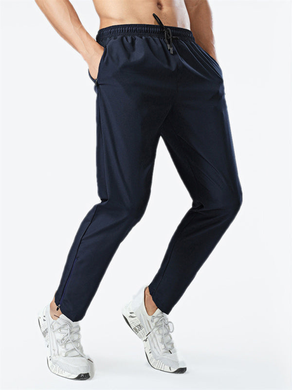 Ice silk quick-drying breathable fitness drawstring casual side zipper trousers kakaclo