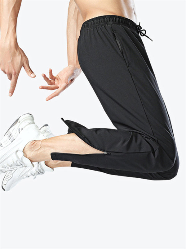 Ice silk quick-drying breathable fitness drawstring casual side zipper trousers kakaclo