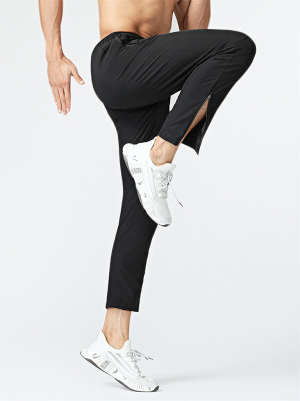 Ice silk quick-drying breathable fitness drawstring casual side zipper trousers kakaclo