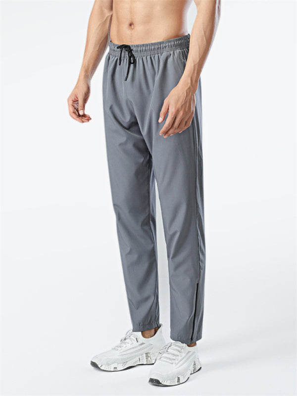 Ice silk quick-drying breathable fitness drawstring casual side zipper trousers kakaclo