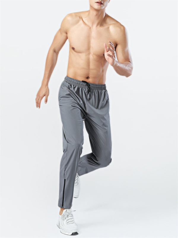 Ice silk quick-drying breathable fitness drawstring casual side zipper trousers kakaclo
