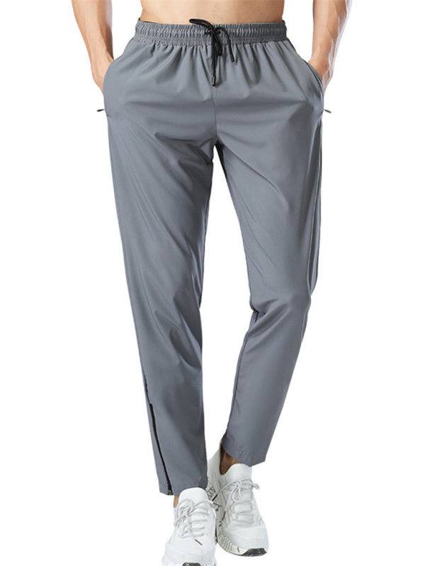 Ice silk quick-drying breathable fitness drawstring casual side zipper trousers kakaclo