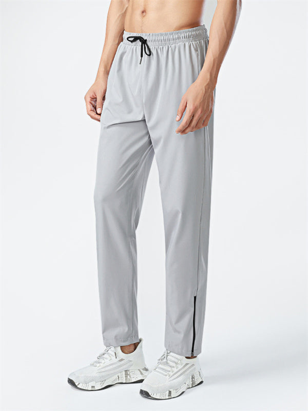 Ice silk quick-drying breathable fitness drawstring casual side zipper trousers kakaclo