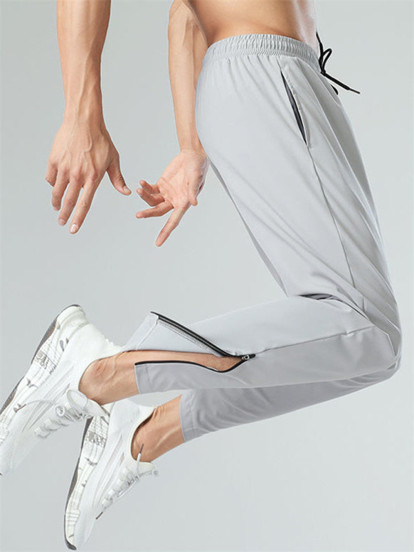 Ice silk quick-drying breathable fitness drawstring casual side zipper trousers kakaclo