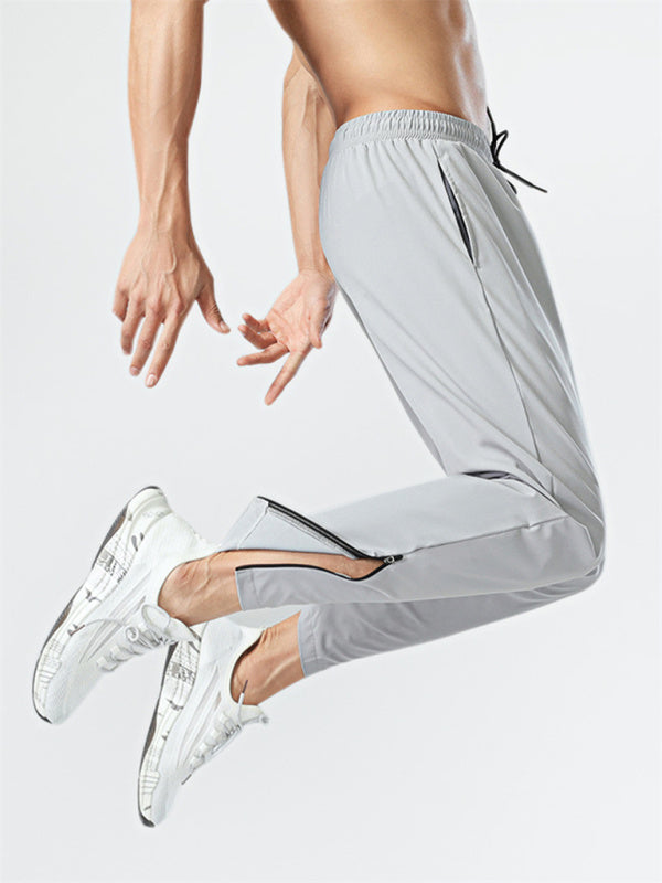 Ice silk quick-drying breathable fitness drawstring casual side zipper trousers kakaclo