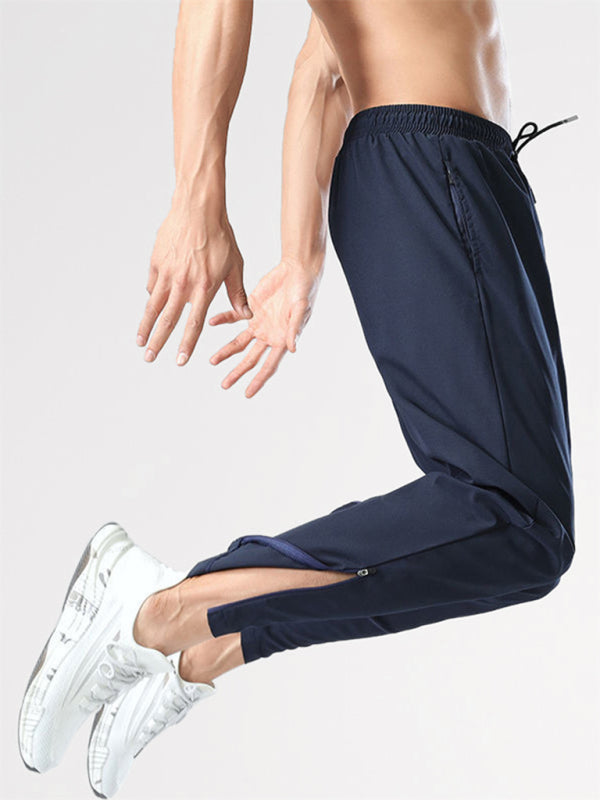 Ice silk quick-drying breathable fitness drawstring casual side zipper trousers kakaclo