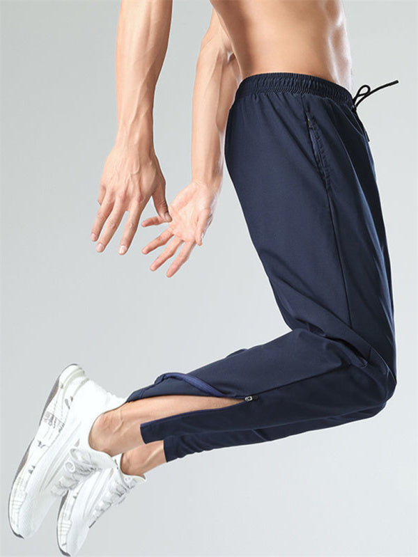 Ice silk quick-drying breathable fitness drawstring casual side zipper trousers kakaclo