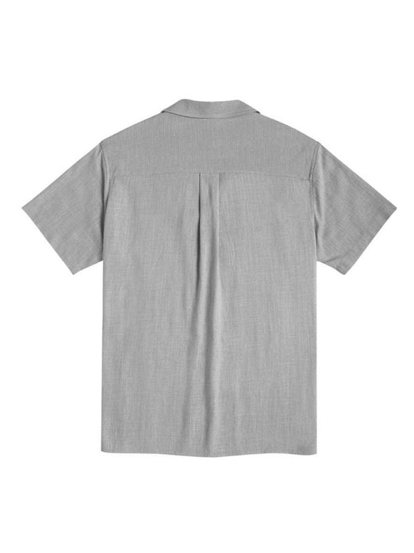 Men's Loose Casual Linen Shirt Cuban Guayabera Short Sleeve Beach Shirt kakaclo