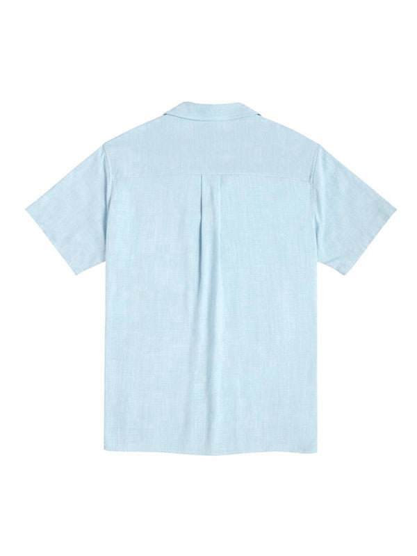 Men's Loose Casual Linen Shirt Cuban Guayabera Short Sleeve Beach Shirt kakaclo